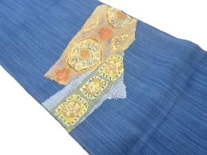 切り嵌め風草花模様織出し名古屋帯